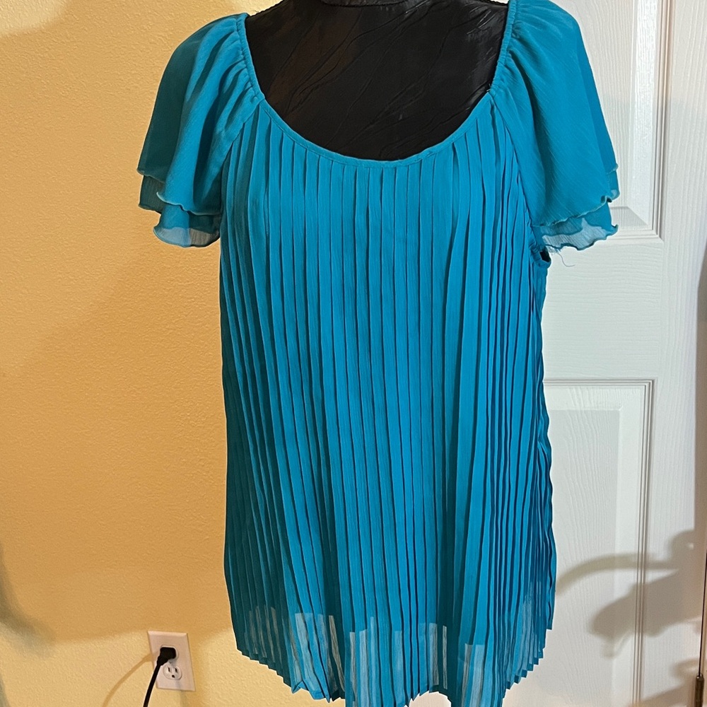 Zac & Rachel Teal Pleated Blouse